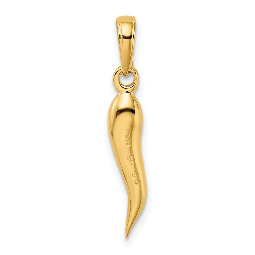 14KT Solid Medium 3D Italian Horn Pendant - Chapel Hills Jewelry