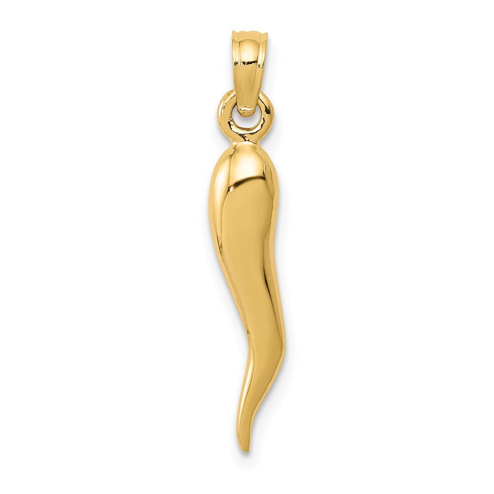14KT Solid Medium 3D Italian Horn Pendant - Chapel Hills Jewelry