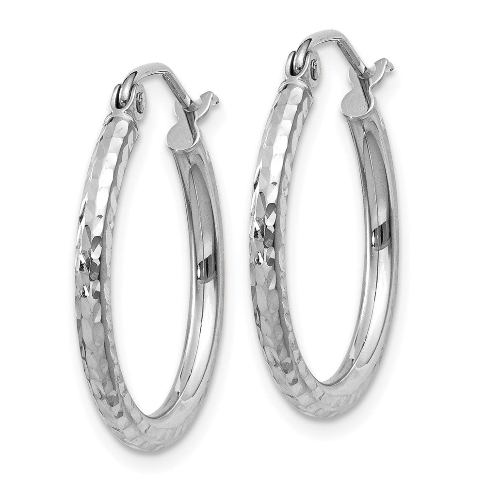 14KT White Gold Diamond-Cut 2mm Round Tube Hoop Earrings - Chapel Hills Jewelry