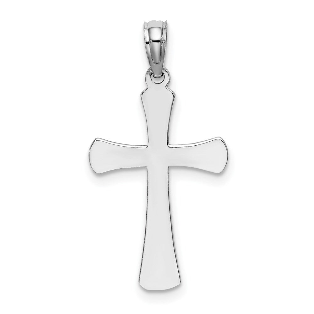 14KT White Gold Polished Beveled Cross with Round Tips - Chapel Hills Jewelry