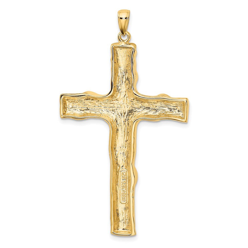 14KT Yellow Gold Large Tree Textured Cross - Chapel Hills Jewelry