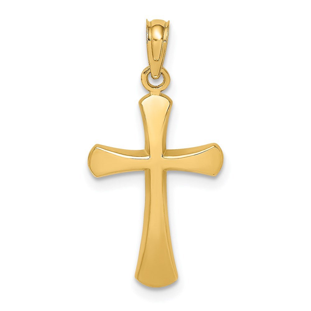 14KT Yellow Gold Polished Beveled Cross w/ Round Tips - Chapel Hills Jewelry