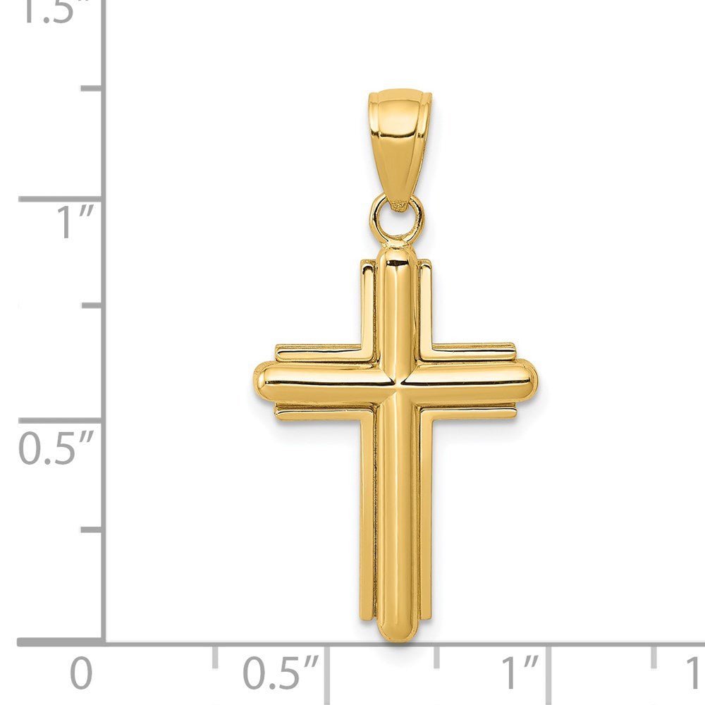 14KT Yellow Gold Polished Beveled Stick Cross - Chapel Hills Jewelry