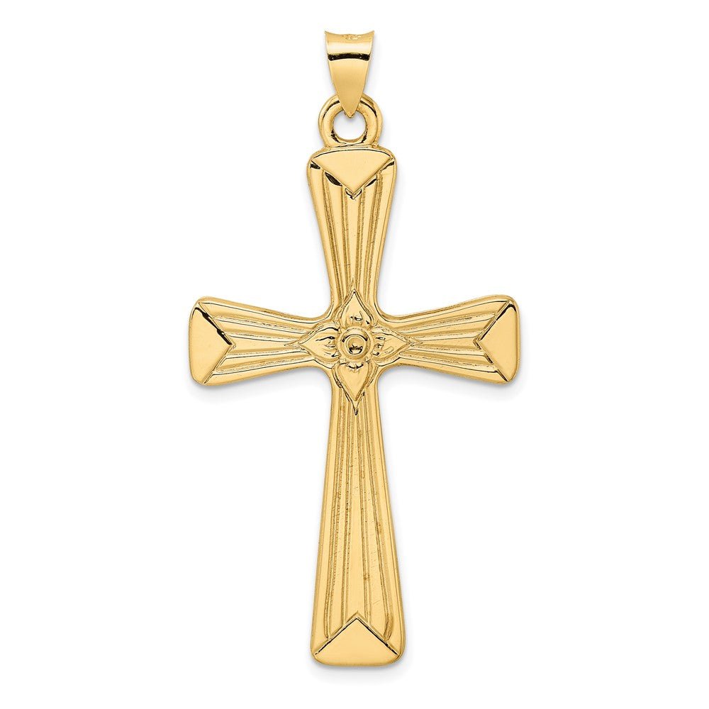 14KT Yellow Gold Polished Center Flower Cross - Chapel Hills Jewelry