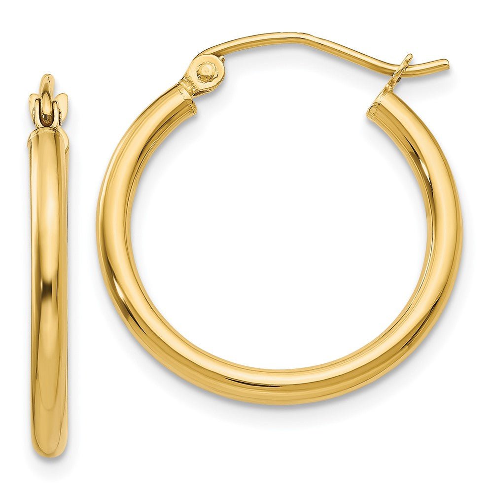 14KT Yellow Polished 2x20mm Lightweight Tube Hoop Earrings - Chapel Hills Jewelry