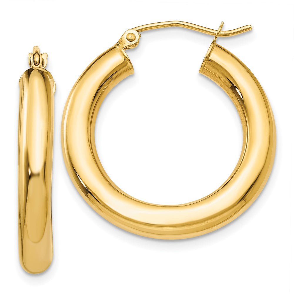 14KT Yellow Polished 4mm Lightweight Tube Hoop Earrings - Chapel Hills Jewelry