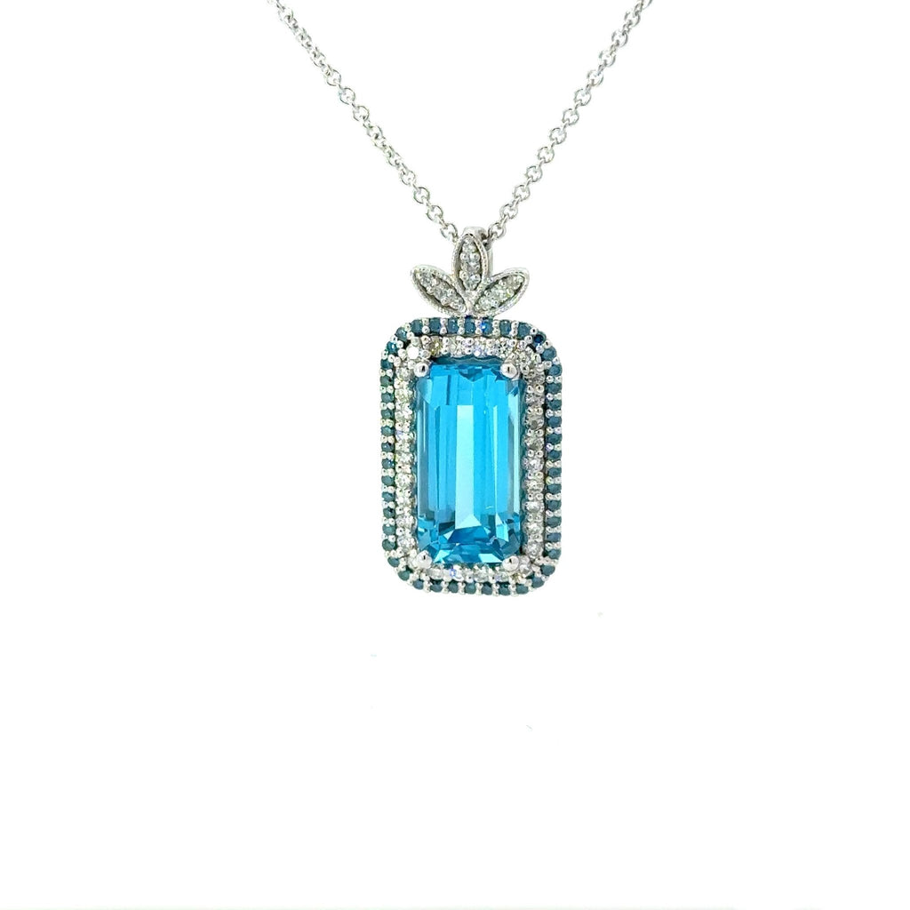Blue Topaz, Blue Diamond, and Diamond Necklace - Chapel Hills Jewelry