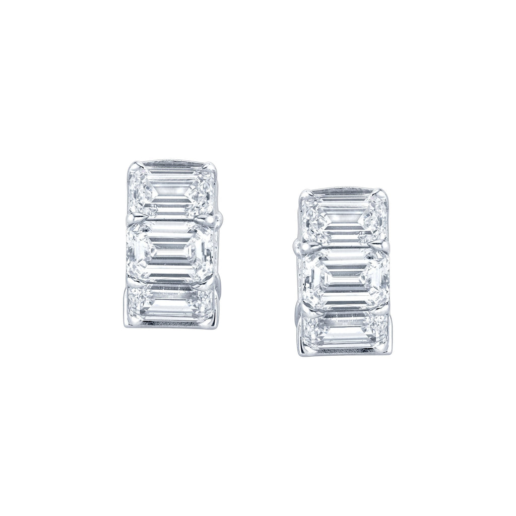 10 Carat Emerald Cut Diamond Huggie Earrings - Chapel Hills Jewelry