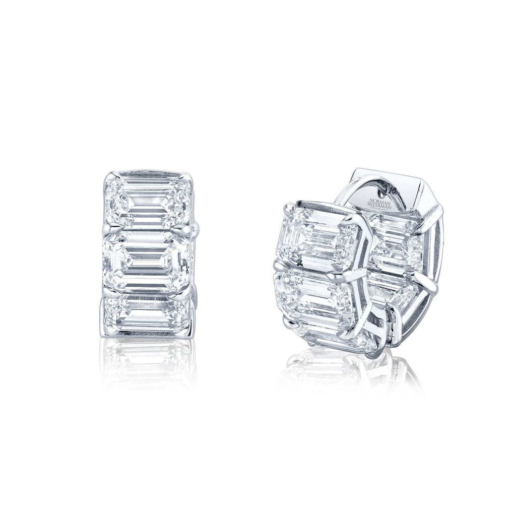 10 Carat Emerald Cut Diamond Huggie Earrings - Chapel Hills Jewelry