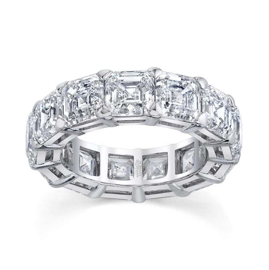 13.22 Carat Platinum Asscher Cut Eternity Band - Chapel Hills Jewelry