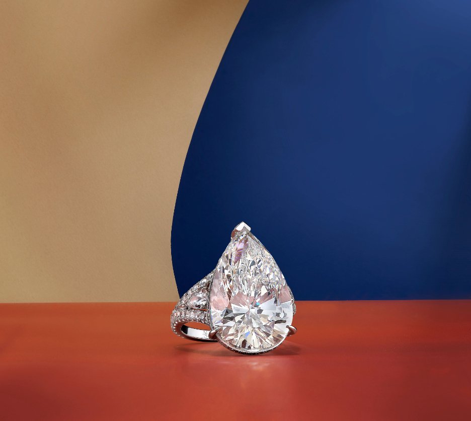 13.71 Carat Pear Shape Diamond Ring - Chapel Hills Jewelry
