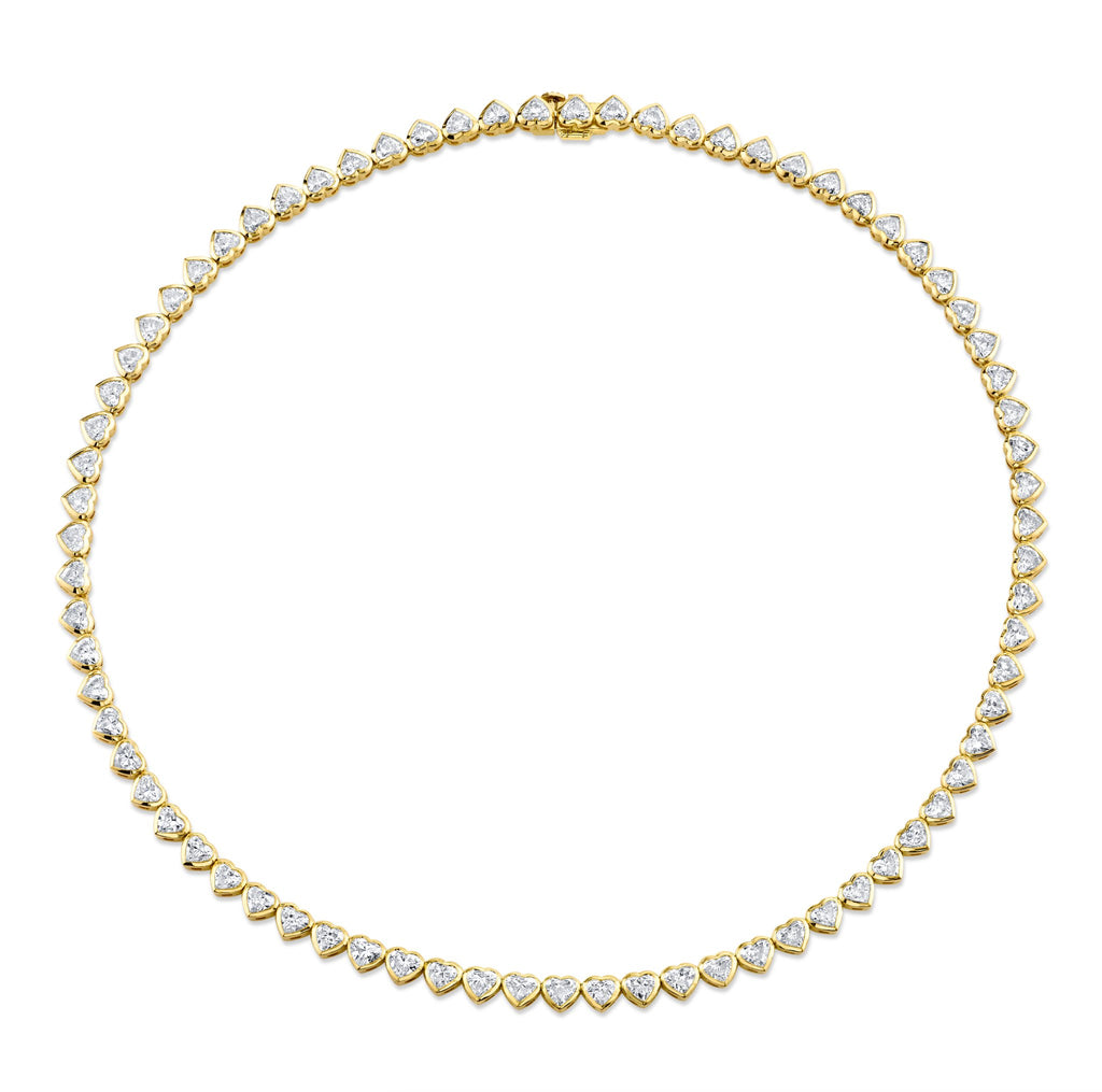 17.90 Carat 18k Yellow Gold Bezel Straight Line Necklace - Chapel Hills Jewelry
