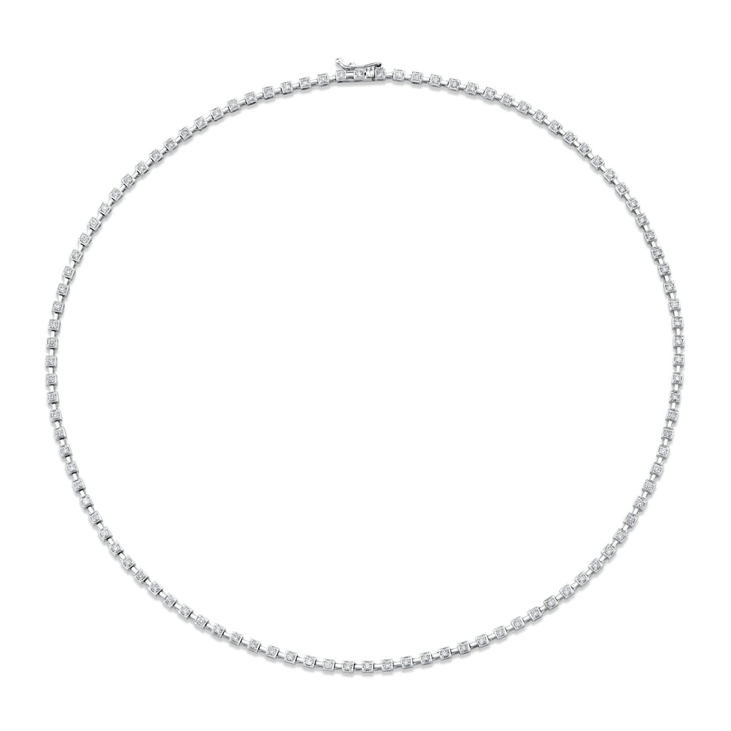 18k White Gold Bezet - set Diamond Necklace - Chapel Hills Jewelry