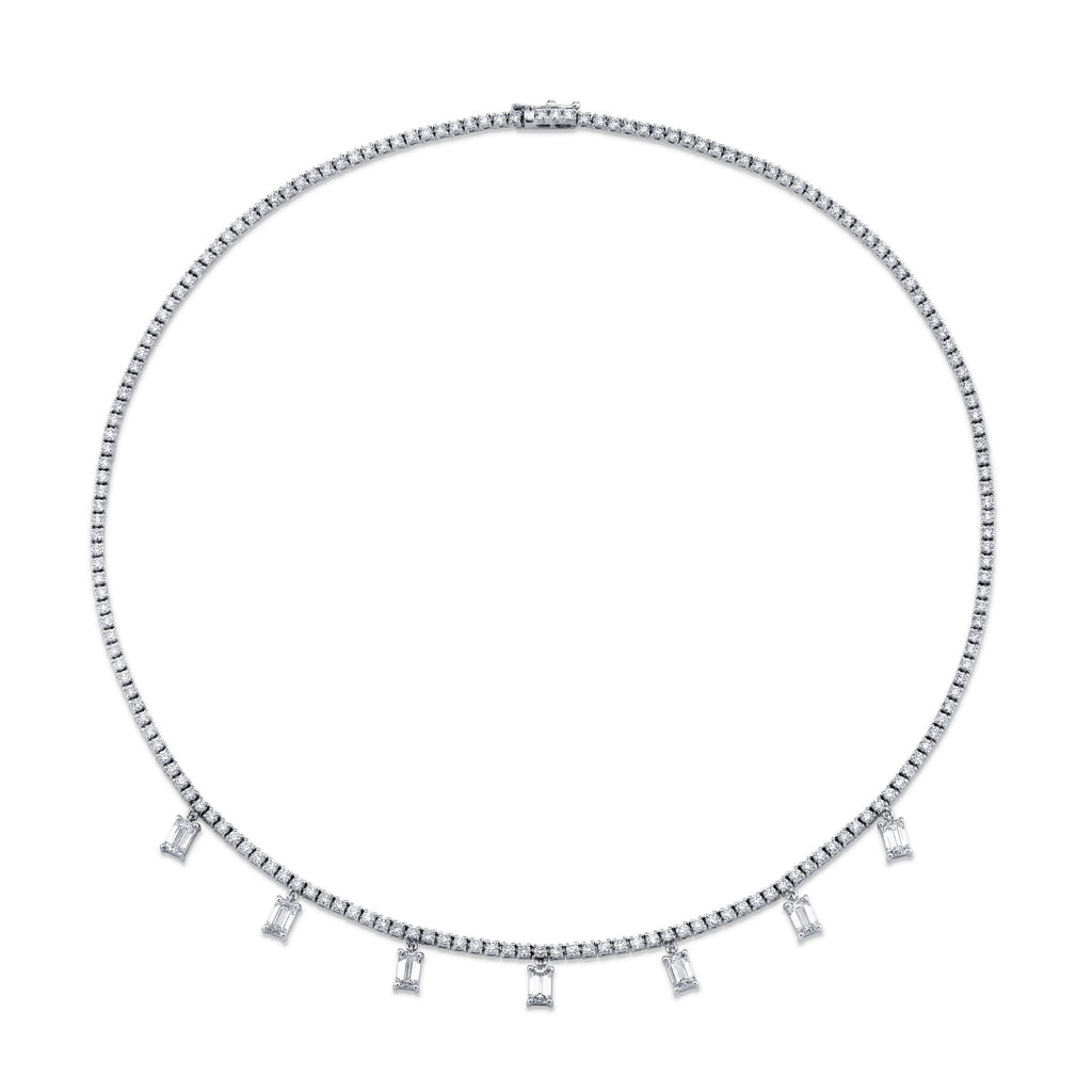18K White Gold Necklace with Emerald Cut Diamond Charms - Chapel Hills Jewelry