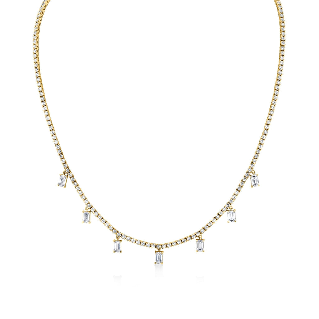 18K Yellow Gold Necklace with Emerald Cut Diamond Charms - Chapel Hills Jewelry