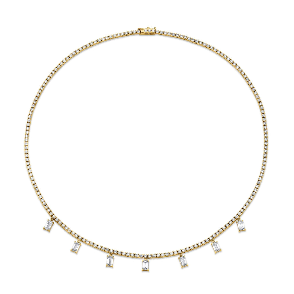 18K Yellow Gold Necklace with Emerald Cut Diamond Charms - Chapel Hills Jewelry