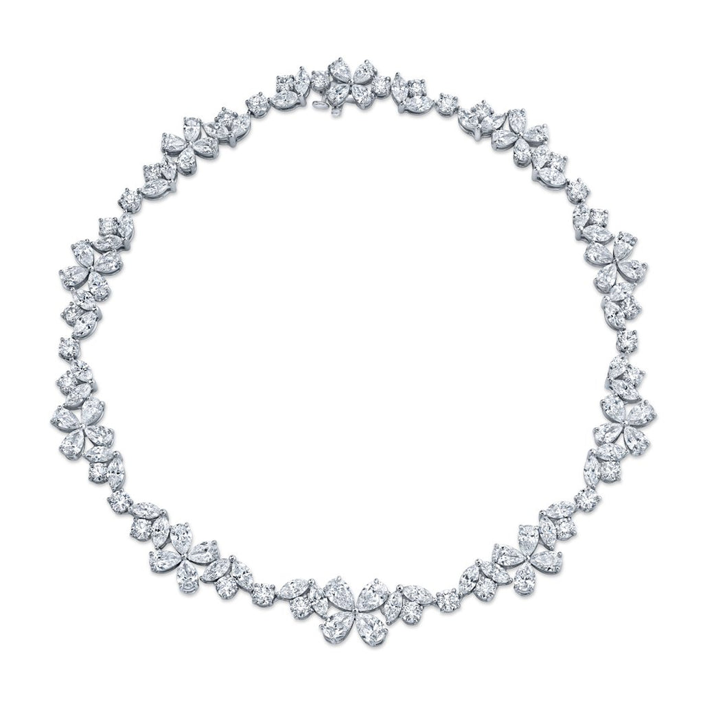 34.67 Carat Platinum Marquise - Cut, Pear Shape and Round Brilliant Diamond Necklace - Chapel Hills Jewelry
