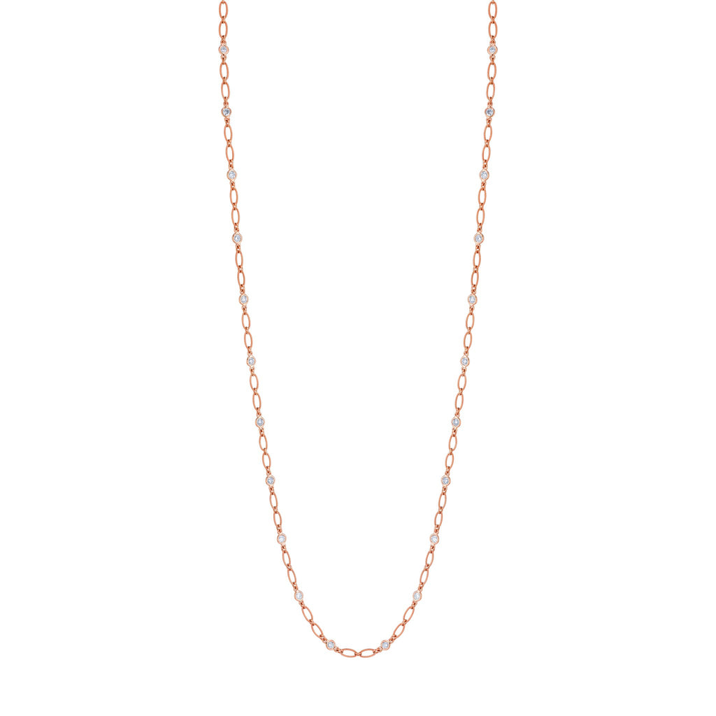 4 Carat White Yellow Rose Gold Round Brilliant Diamonds By the Yard Necklace - Chapel Hills Jewelry
