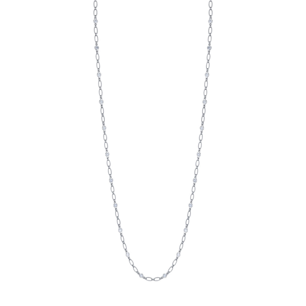 4 Carat White Yellow Rose Gold Round Brilliant Diamonds By the Yard Necklace - Chapel Hills Jewelry