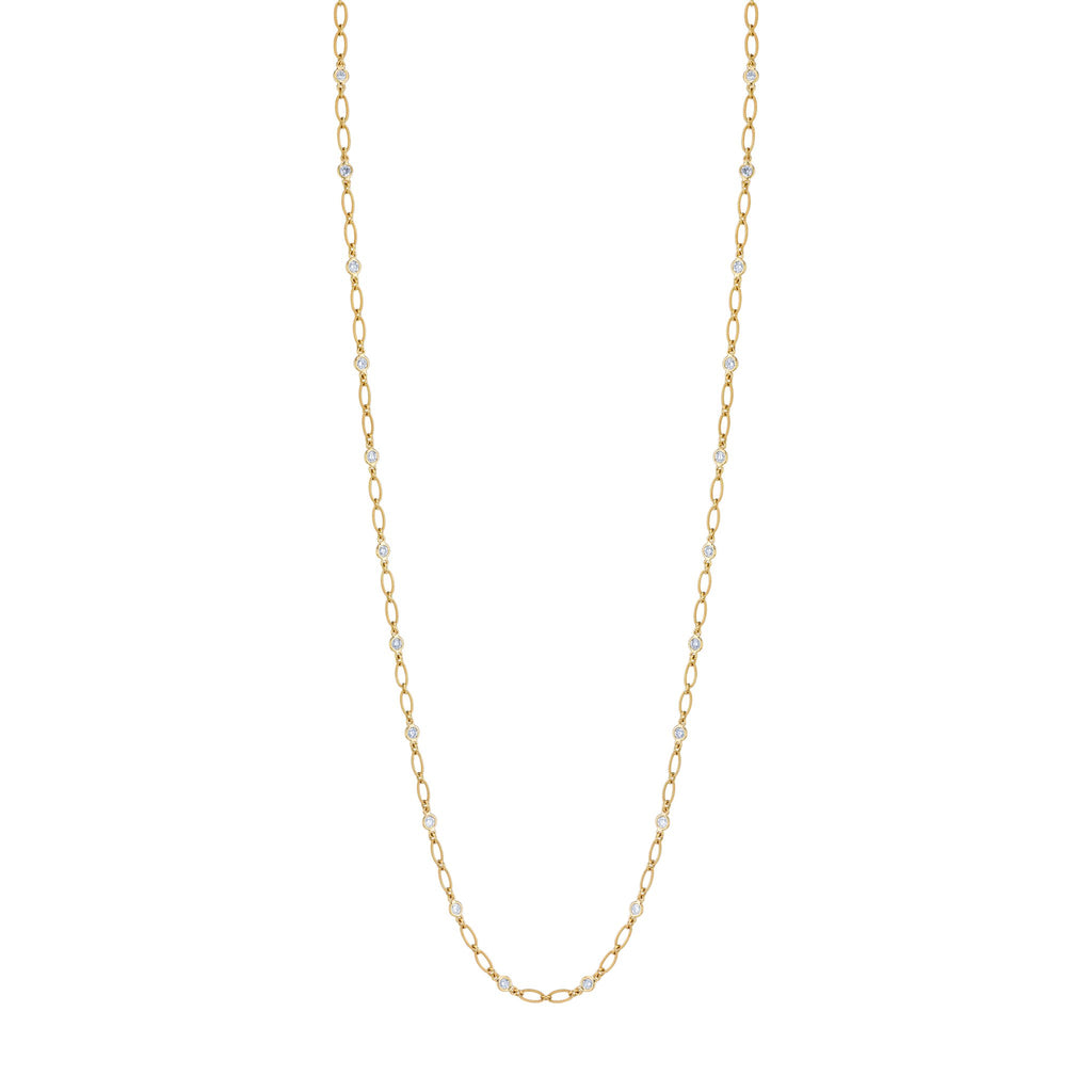 4 Carat White Yellow Rose Gold Round Brilliant Diamonds By the Yard Necklace - Chapel Hills Jewelry