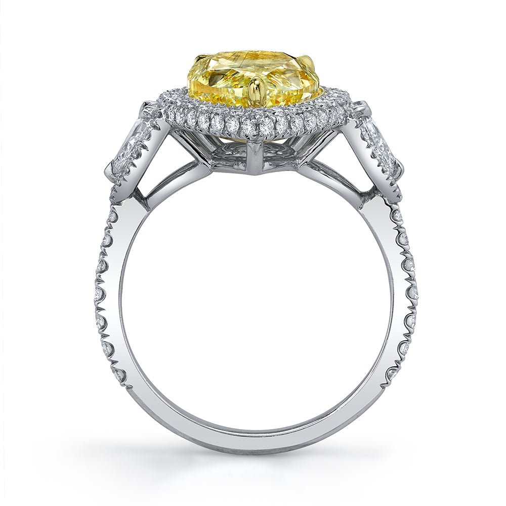 4.08 Carat 18k Yellow Gold Pear Shape Diamonds 3 - Stone Ring - Chapel Hills Jewelry