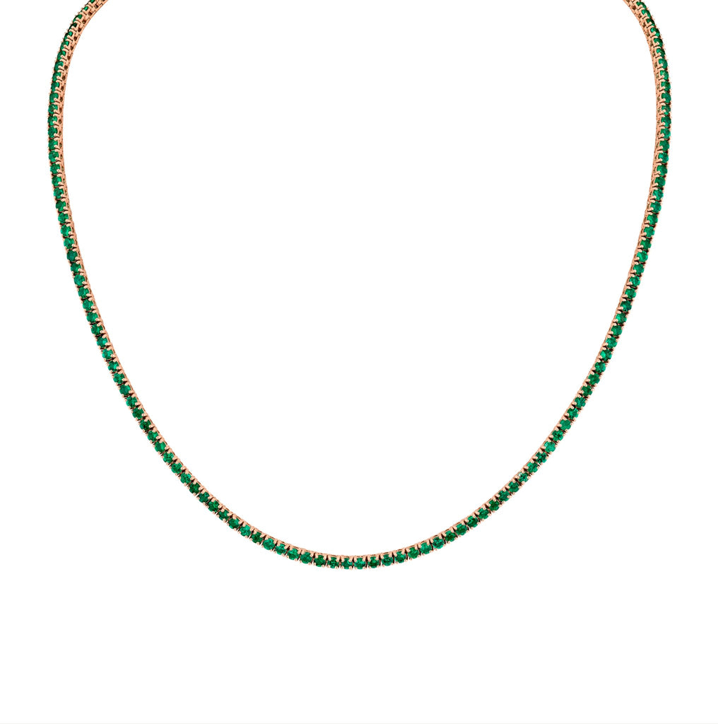 6.27 Carat 18k Yellow Gold Green Emerald Straight Line Necklace - Chapel Hills Jewelry