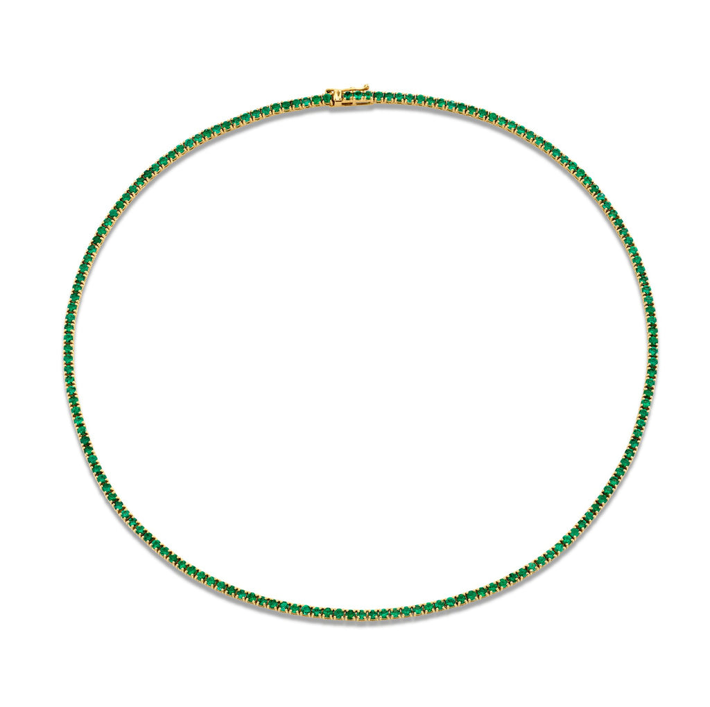 6.27 Carat 18k Yellow Gold Green Emerald Straight Line Necklace - Chapel Hills Jewelry