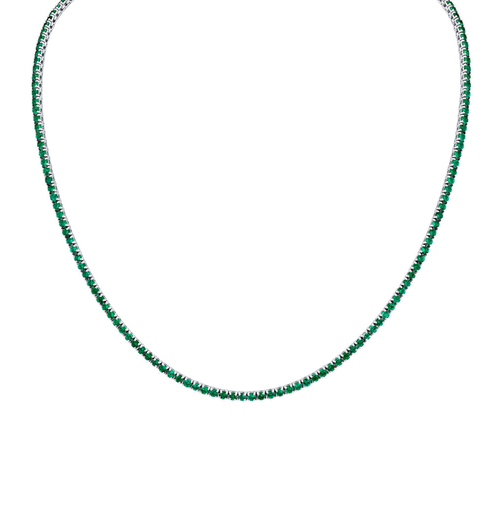 6.27 Carat 18k Yellow Gold Green Emerald Straight Line Necklace - Chapel Hills Jewelry