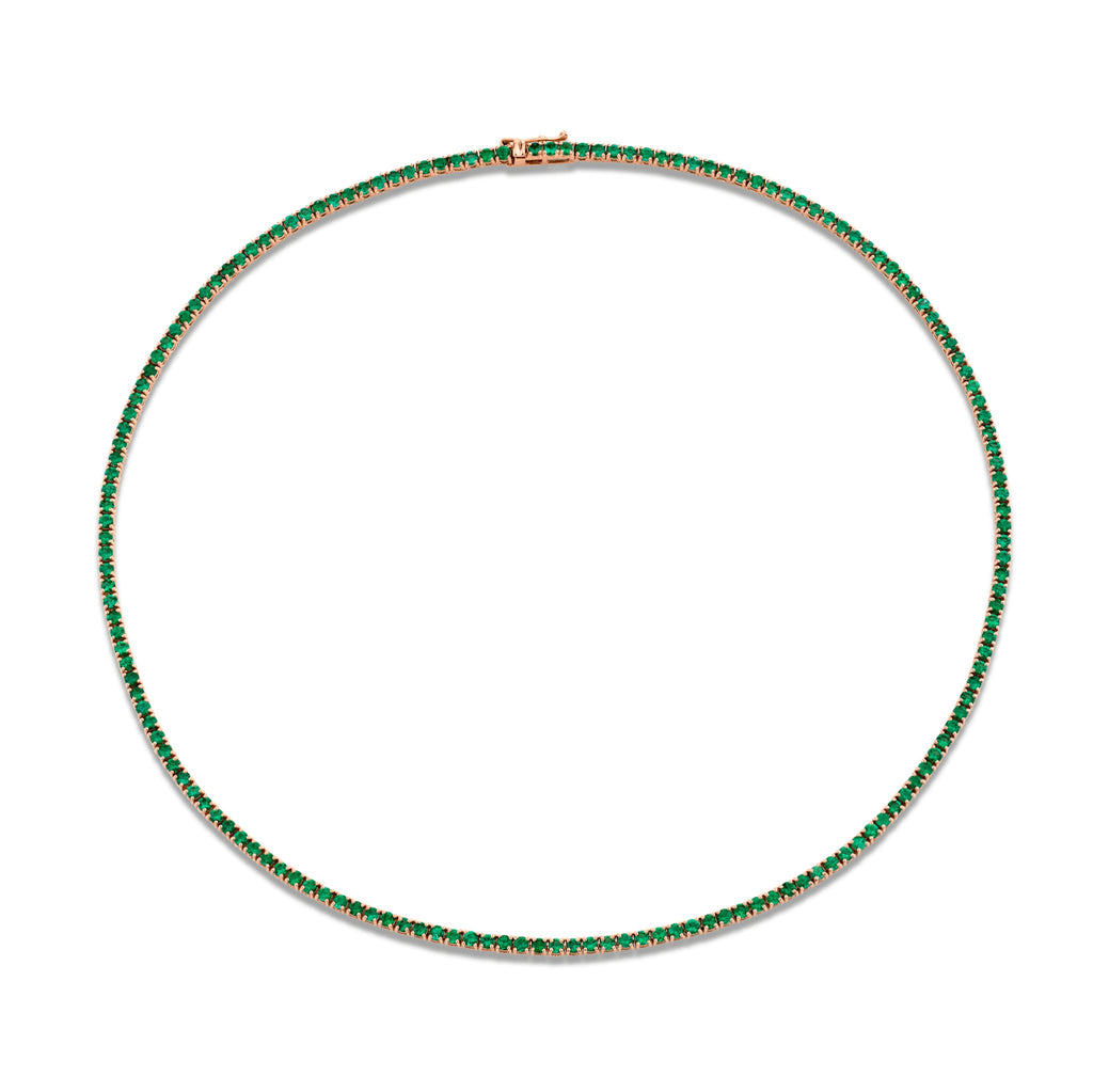 6.27 Carat 18k Yellow Gold Green Emerald Straight Line Necklace - Chapel Hills Jewelry