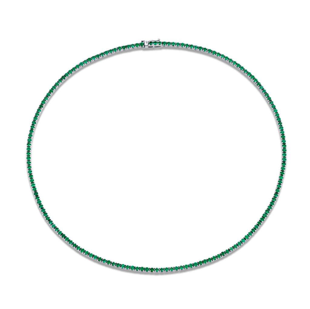 6.27 Carat 18k Yellow Gold Green Emerald Straight Line Necklace - Chapel Hills Jewelry