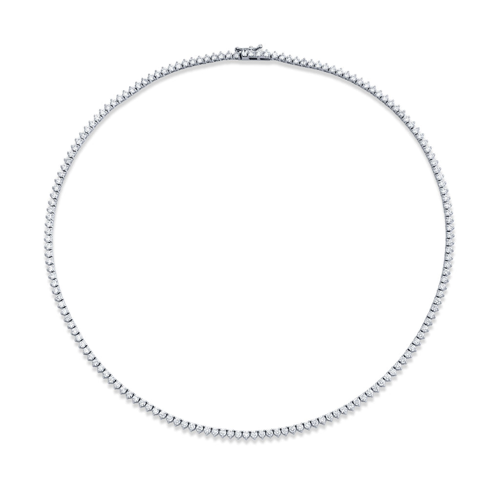6.83 Carat Round Brilliant Diamonds 3 - Prong Straight Line Necklace - Chapel Hills Jewelry