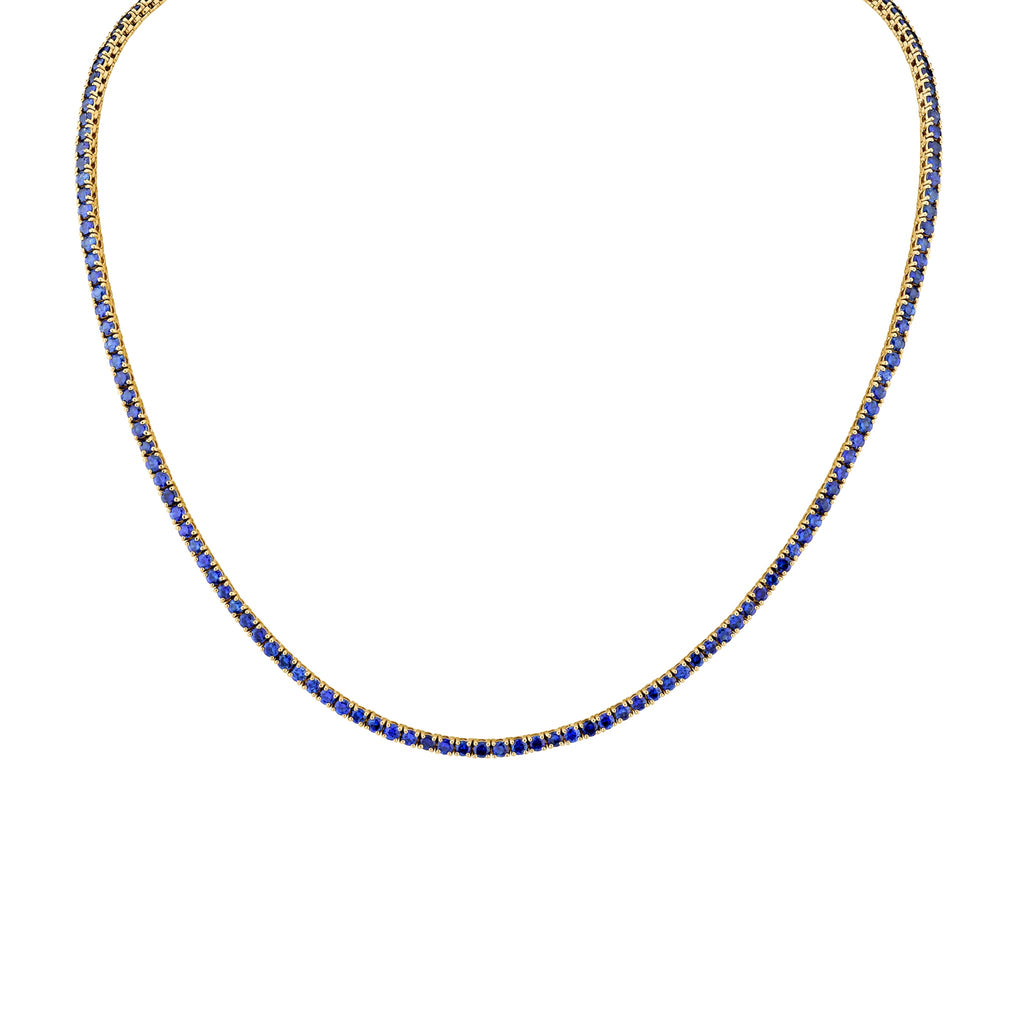 9.06 Carat 18k White Gold Blue Sapphire Straight Line Necklace - Chapel Hills Jewelry