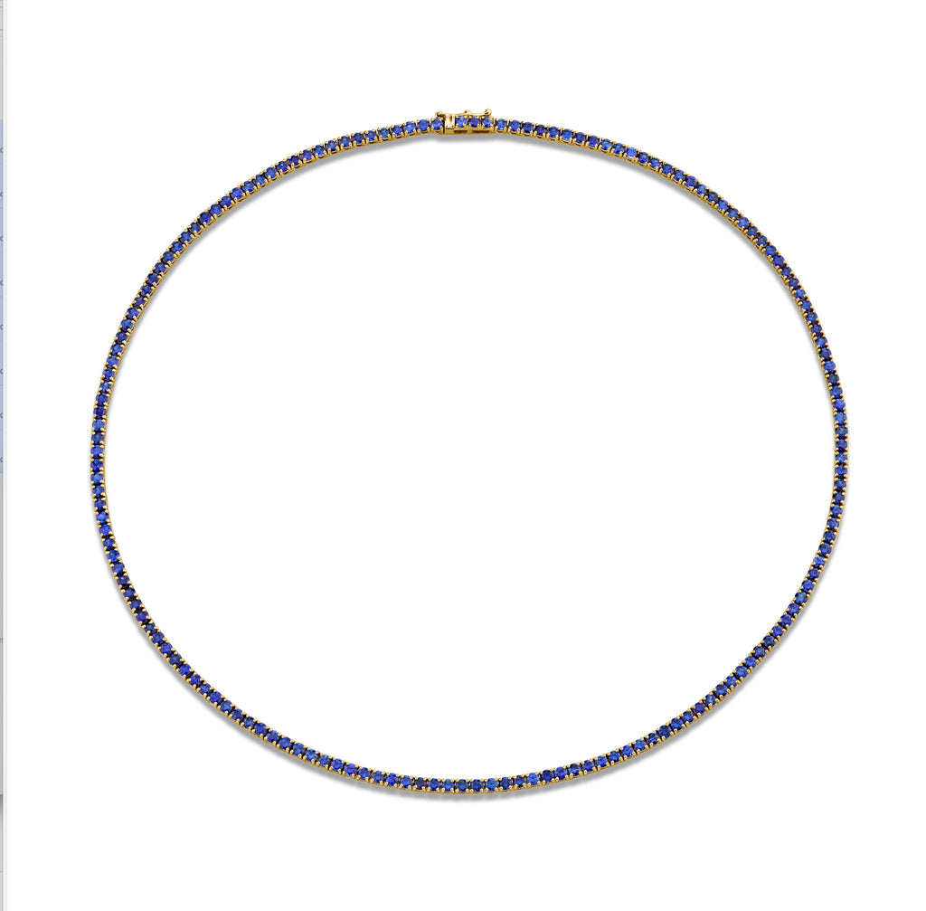 9.06 Carat 18k White Gold Blue Sapphire Straight Line Necklace - Chapel Hills Jewelry