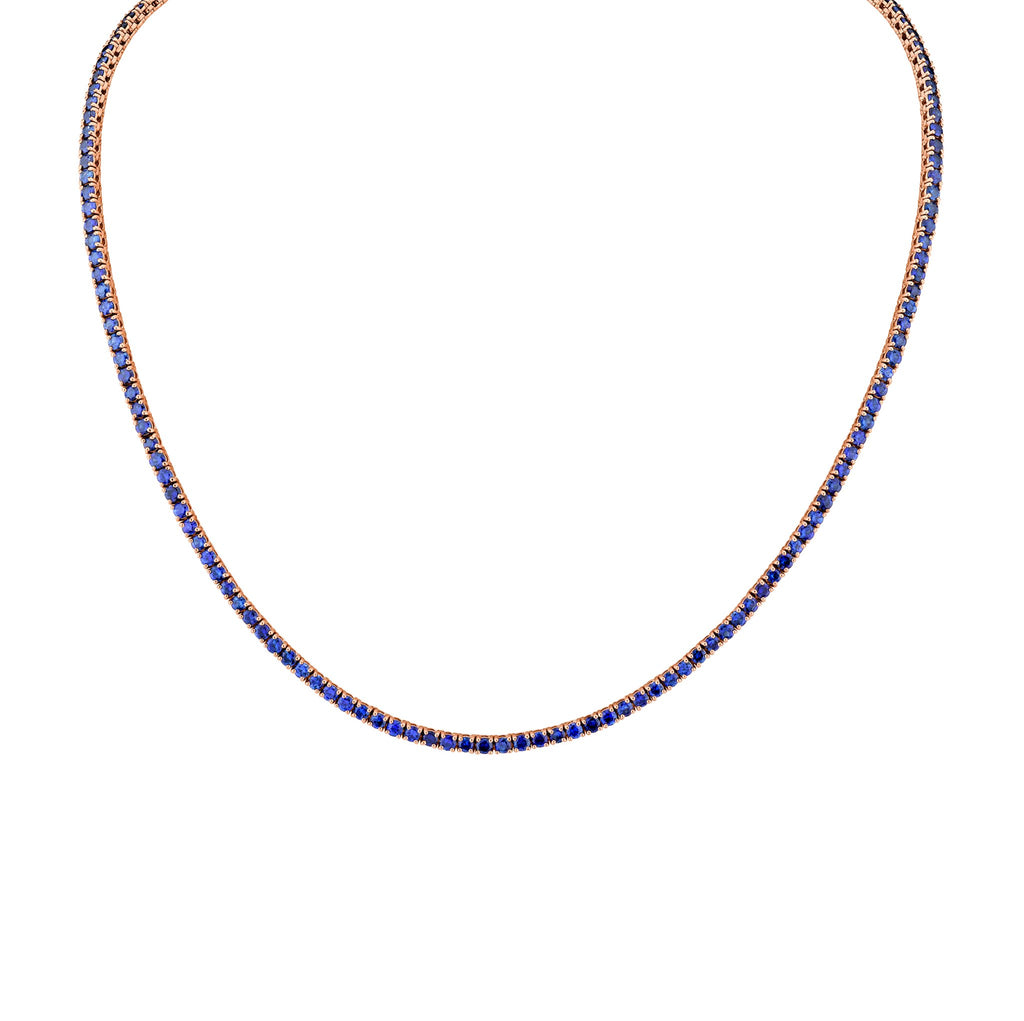 9.06 Carat 18k White Gold Blue Sapphire Straight Line Necklace - Chapel Hills Jewelry