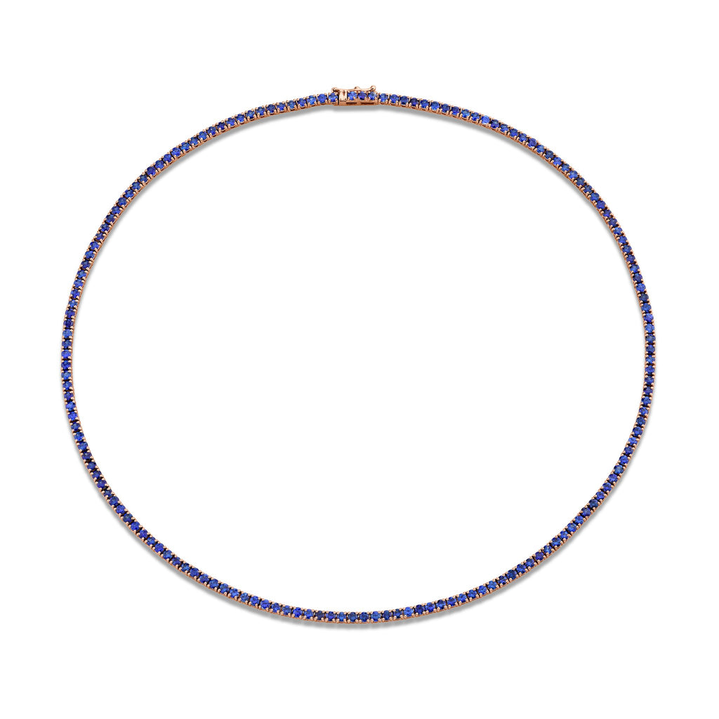 9.06 Carat 18k White Gold Blue Sapphire Straight Line Necklace - Chapel Hills Jewelry