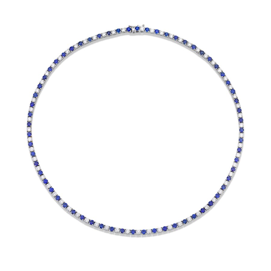 Alternating Diamond and Blue Sapphire Necklace - Chapel Hills Jewelry