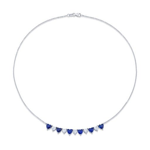 Alternating Heart Shape Diamond & Sapphire Necklace - Chapel Hills Jewelry