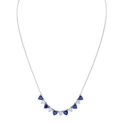 Alternating Heart Shape Diamond & Sapphire Necklace - Chapel Hills Jewelry