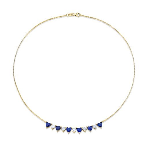 Alternating Heart Shape Diamond & Sapphire Necklace - Chapel Hills Jewelry