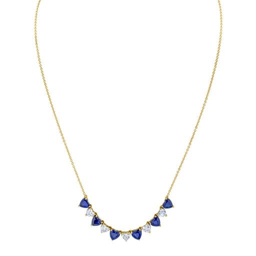 Alternating Heart Shape Diamond & Sapphire Necklace - Chapel Hills Jewelry