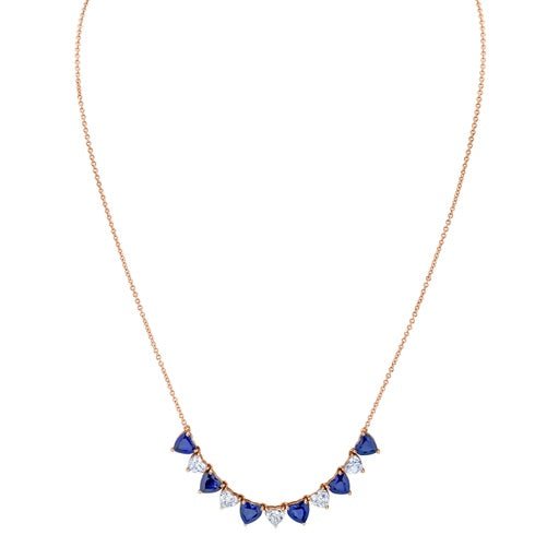 Alternating Heart Shape Diamond & Sapphire Necklace - Chapel Hills Jewelry