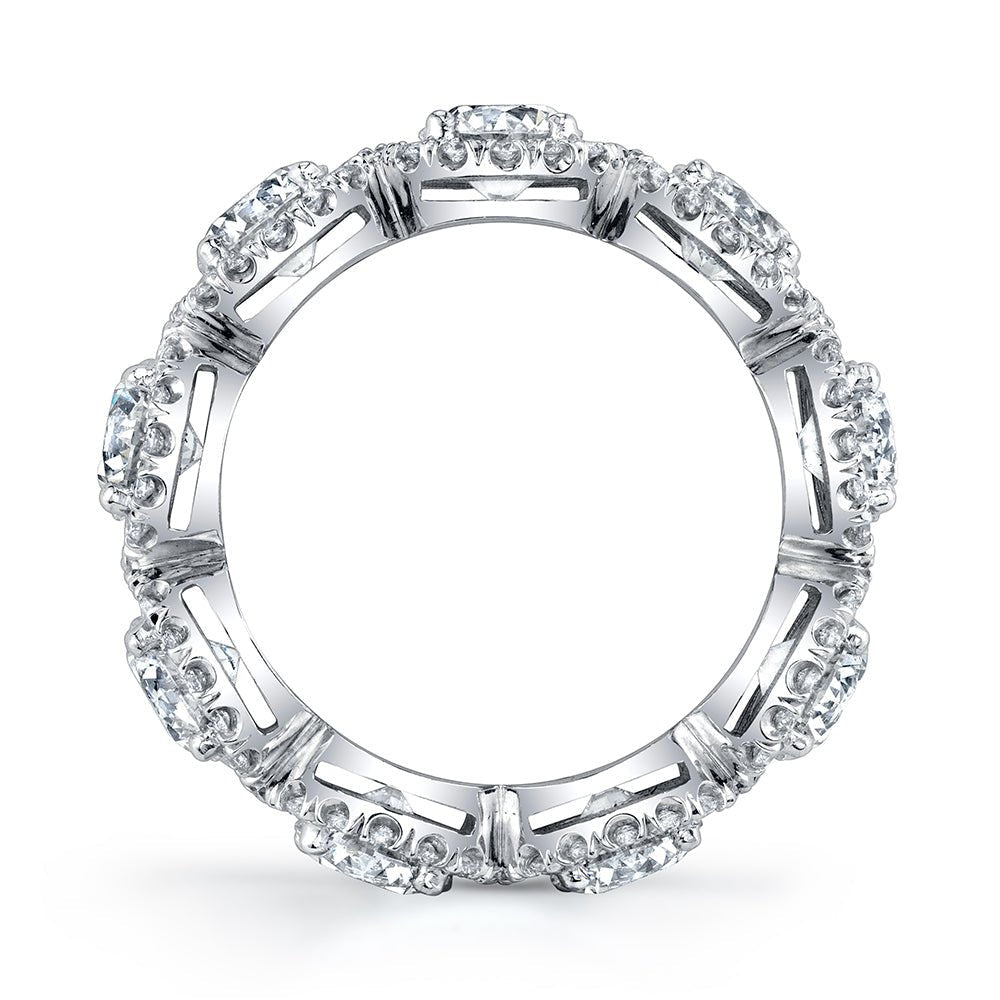 Cushion Cut Eternity Band with Pavé Halo - Chapel Hills Jewelry