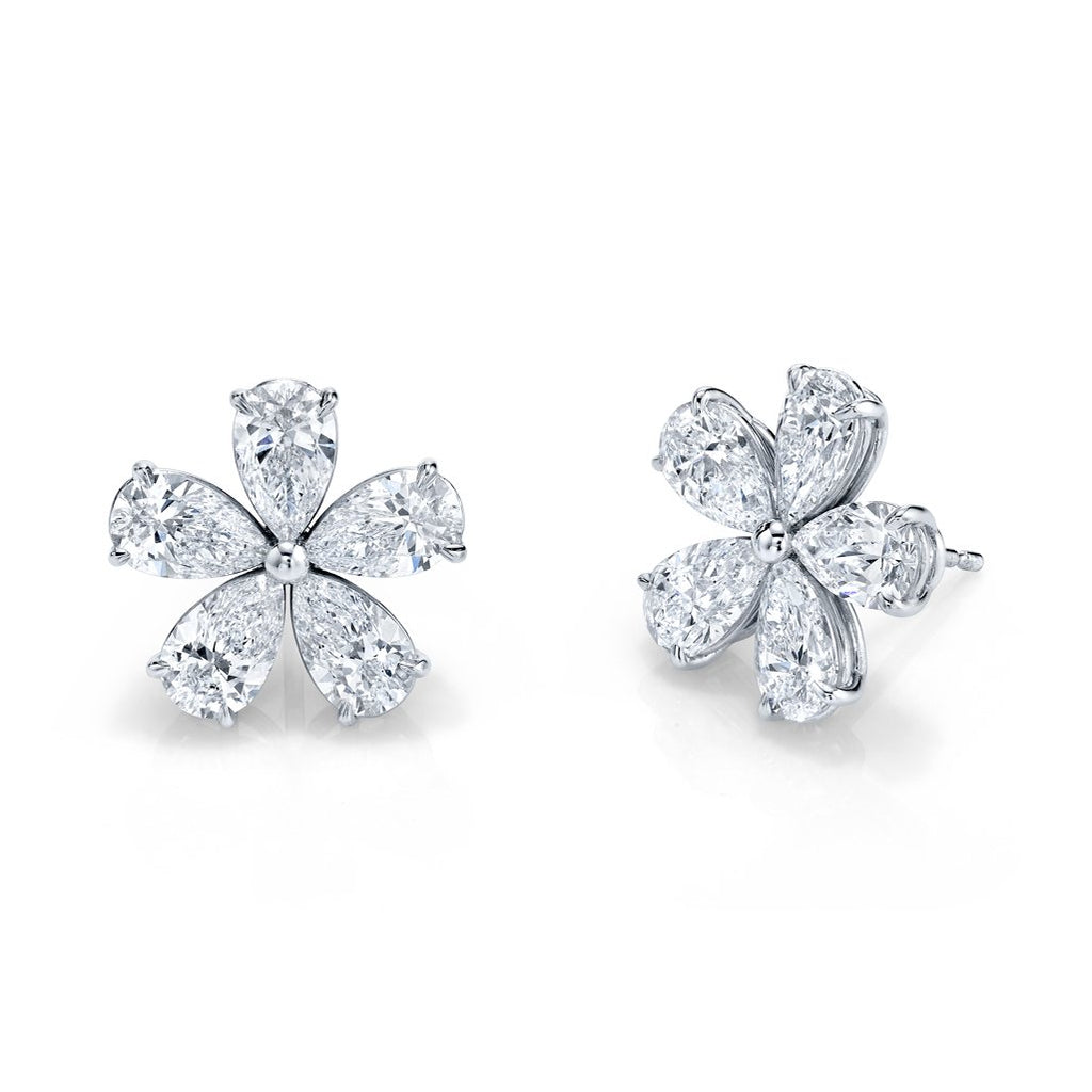 Diamond Floret Earrings in 18k White Gold - Chapel Hills Jewelry