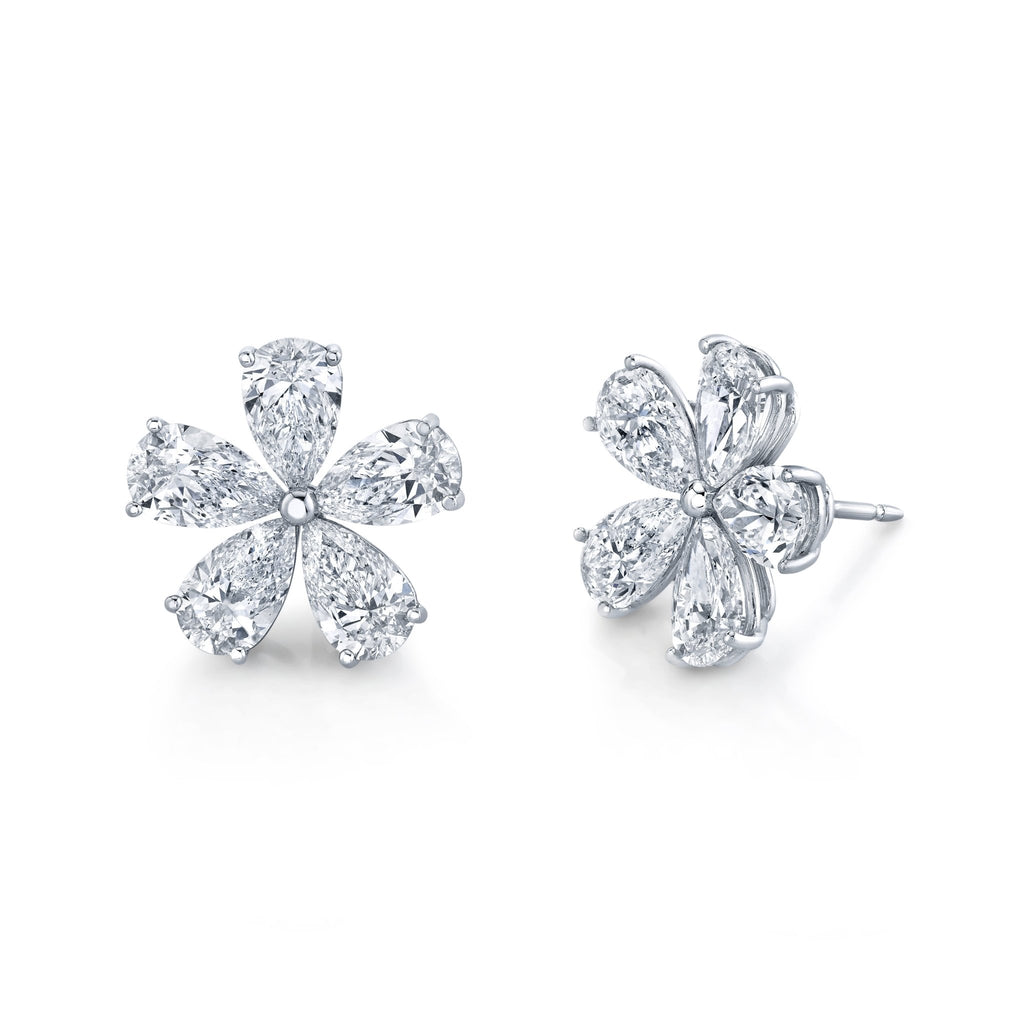 Diamond Floret Earrings in 18k White Gold - Chapel Hills Jewelry