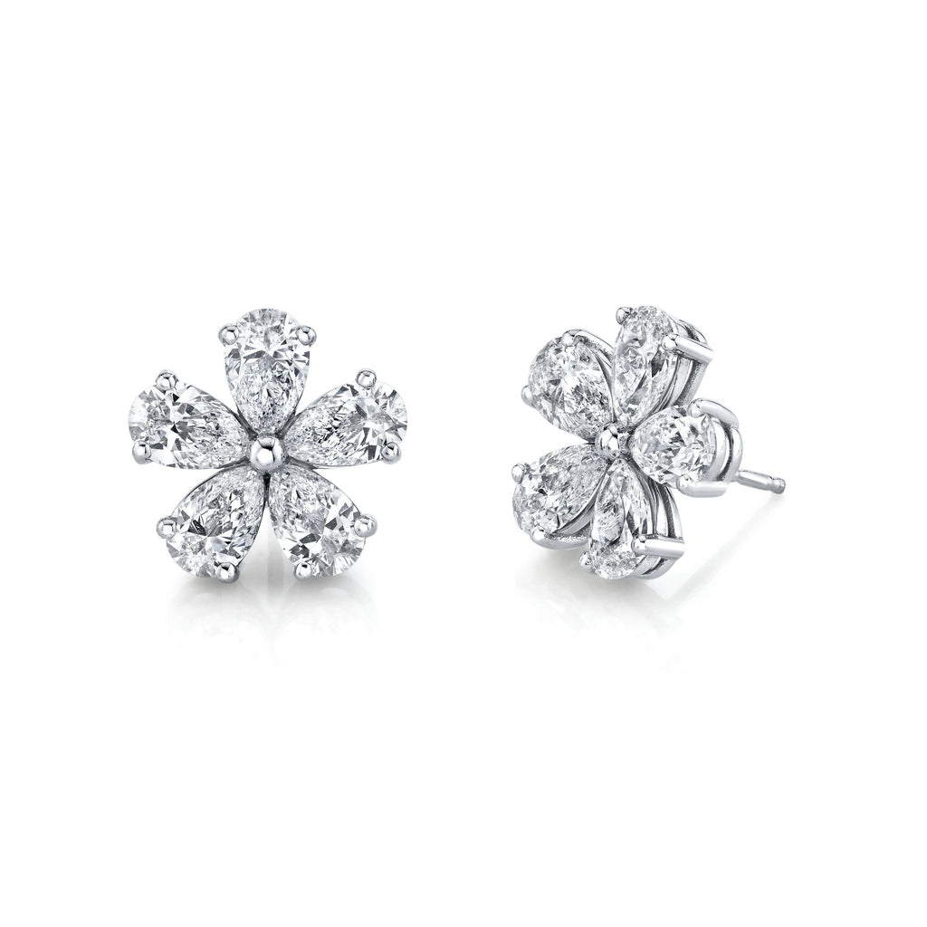 Diamond Floret Earrings in 18k White Gold - Chapel Hills Jewelry