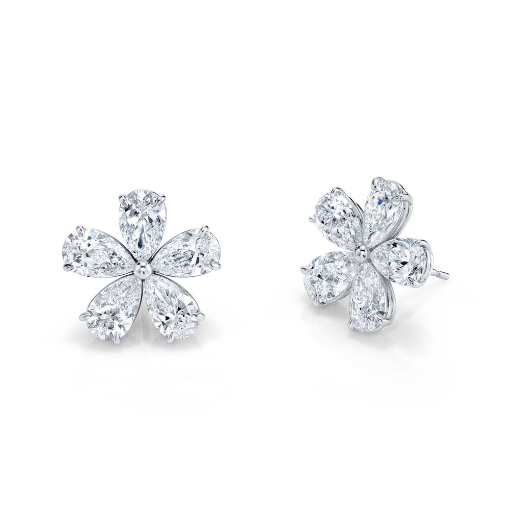 Diamond Floret Earrings in 18k White Gold - Chapel Hills Jewelry