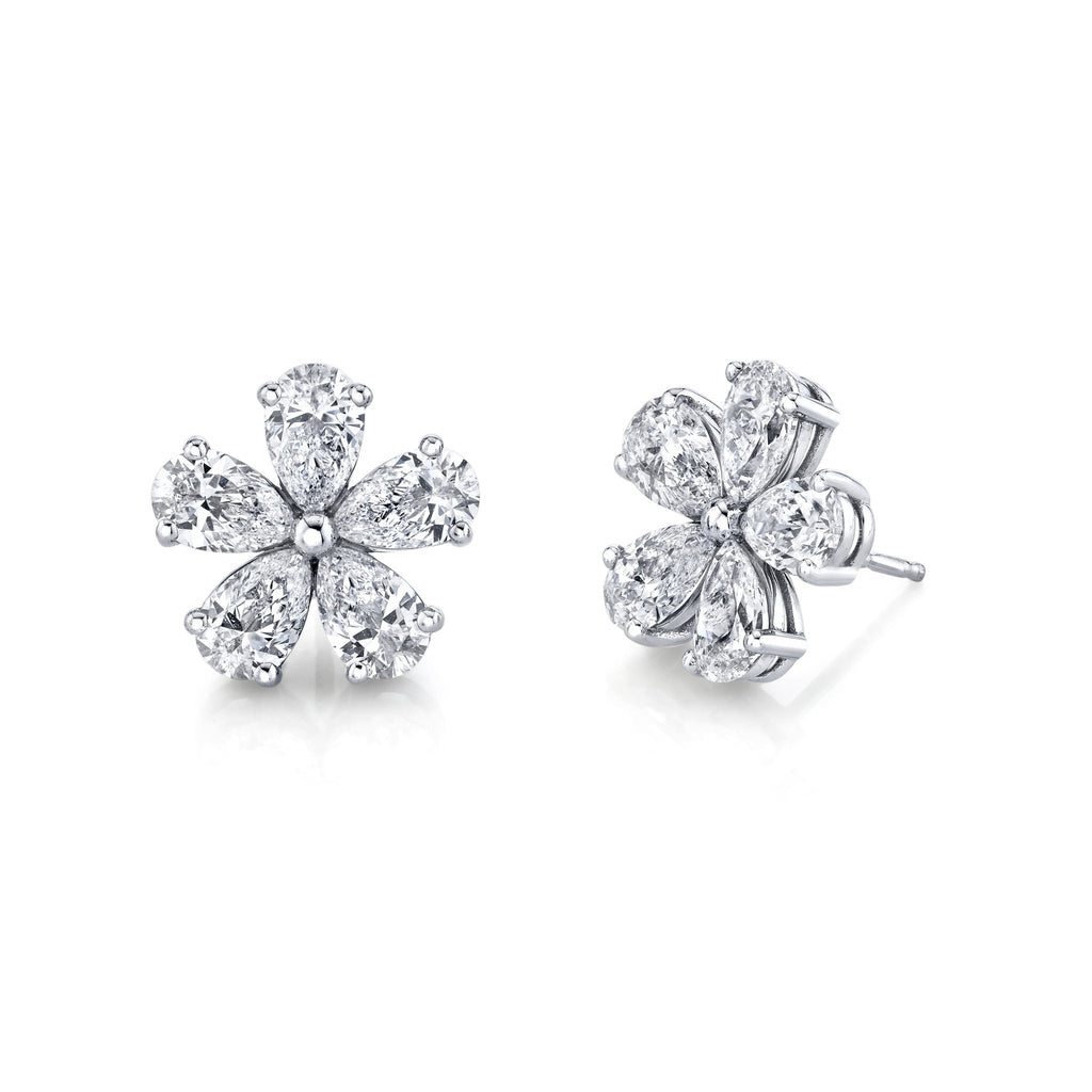 Diamond Floret Earrings in 18k White Gold - Chapel Hills Jewelry