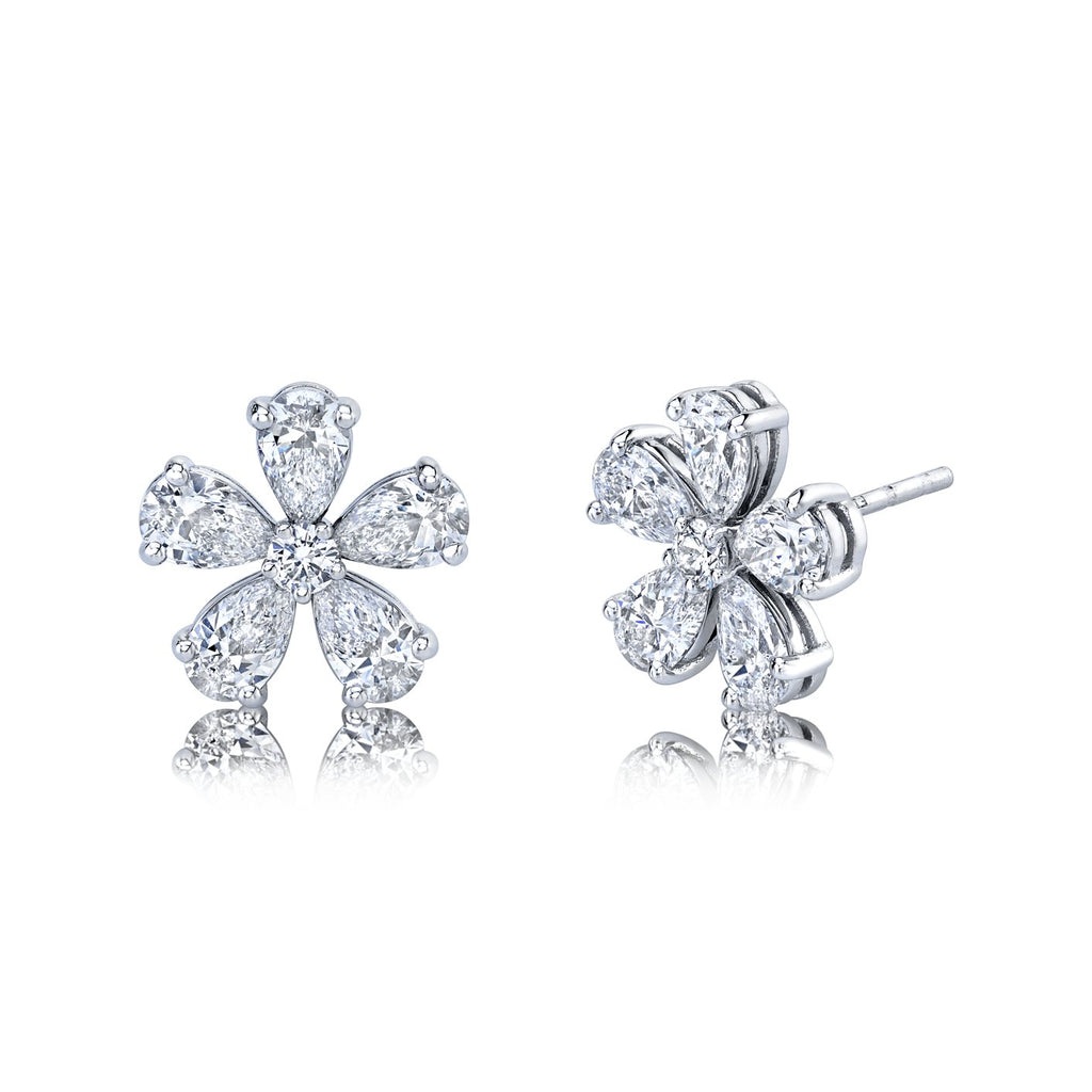 Diamond Floret Earrings in 18k White Gold - Chapel Hills Jewelry
