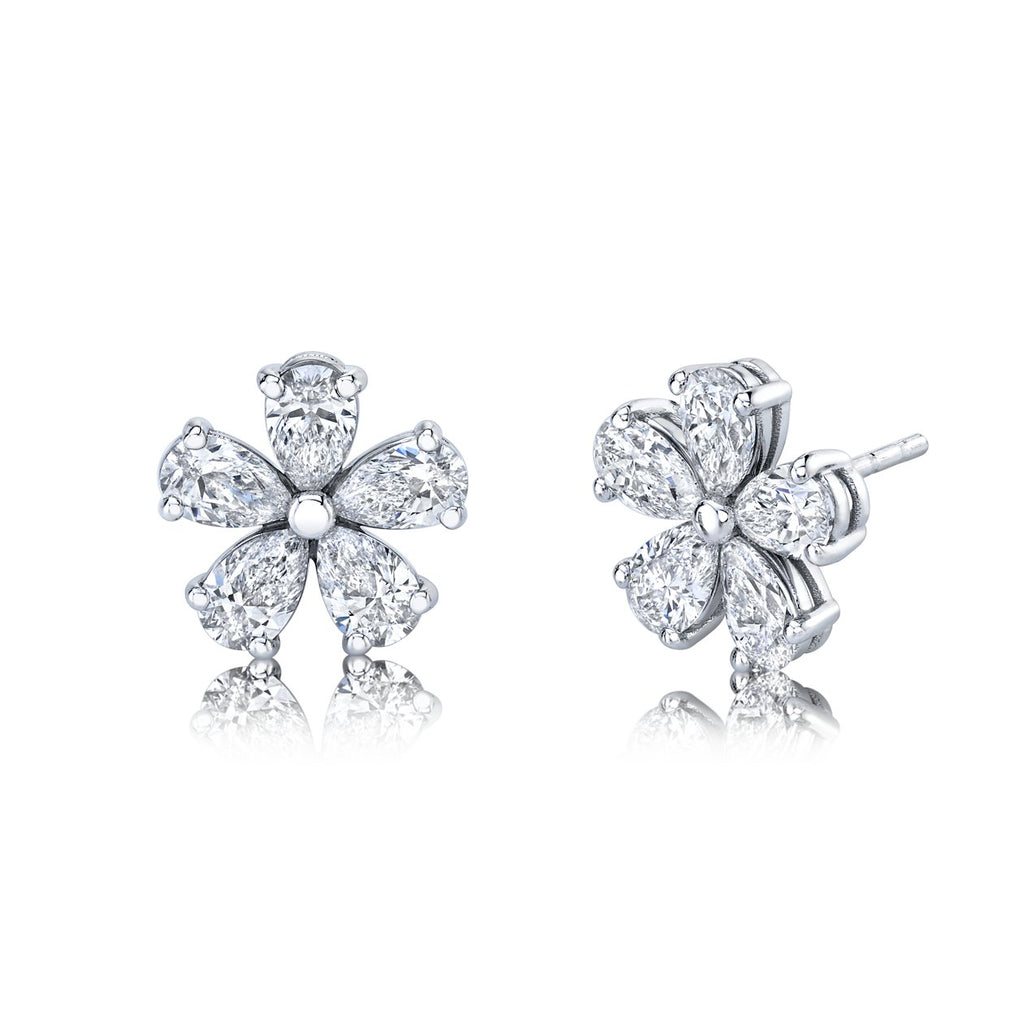 Diamond Floret Earrings in 18k White Gold - Chapel Hills Jewelry