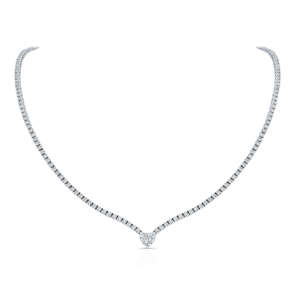 Diamond Necklace with Heart Shape Center Stone - Chapel Hills Jewelry